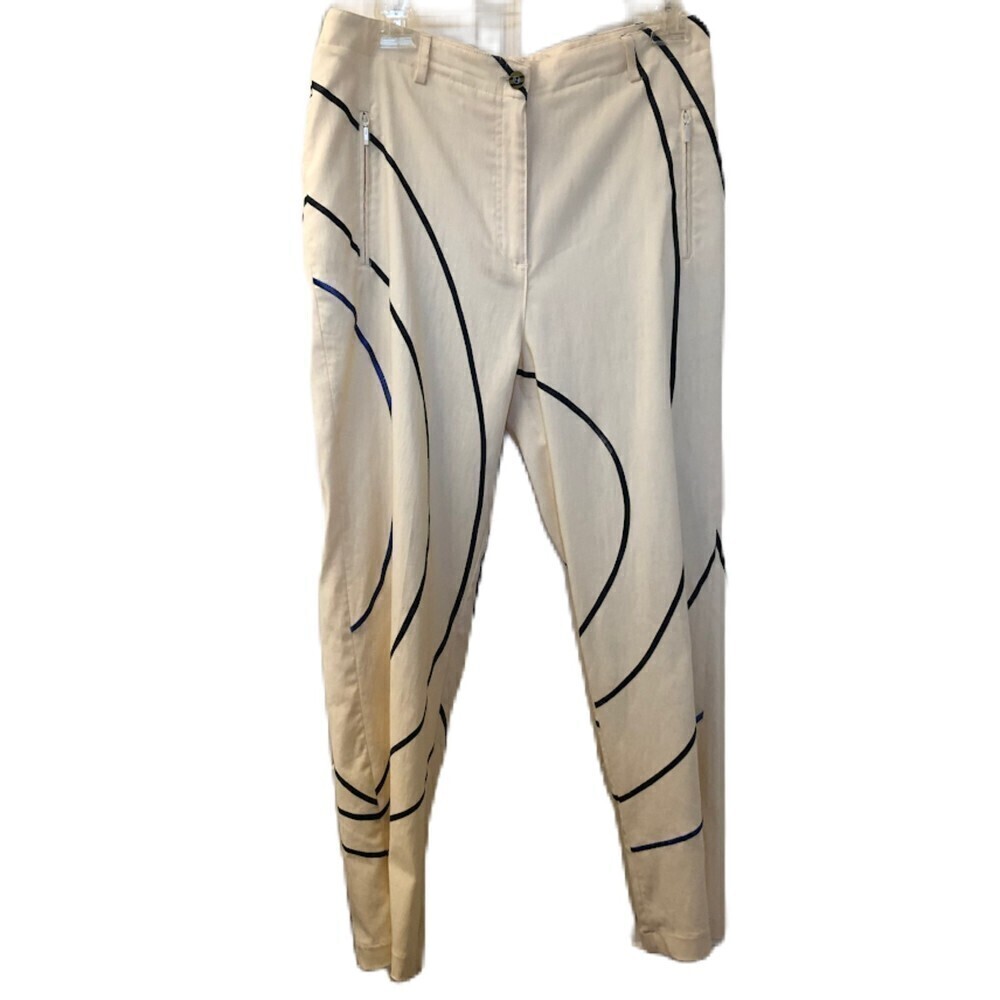 JAMIE SADOCK Women's Pastel Yellow with Stripe Stretch Pants Size 8 Golf Apparel